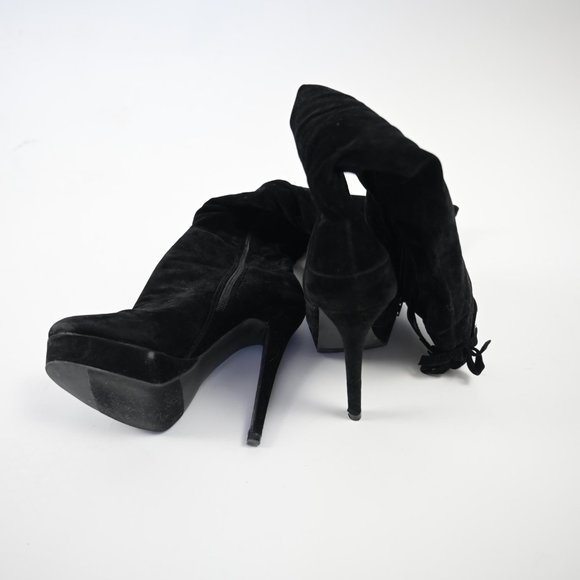 High Heel Black Velor Boots LILIANA - Picture 3 of 4